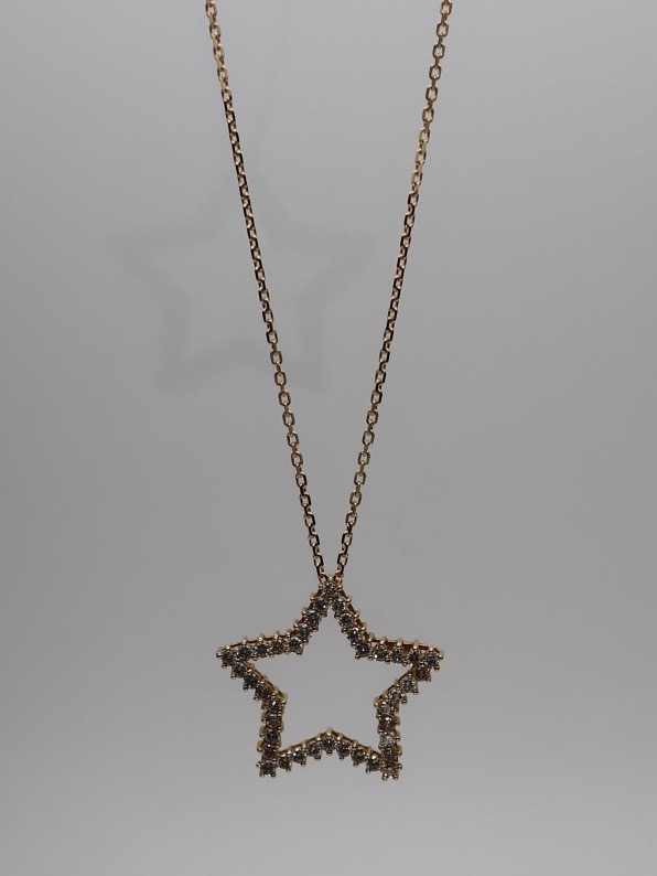 Brown Diamond Star Pendant with Yellow Gold Chain
